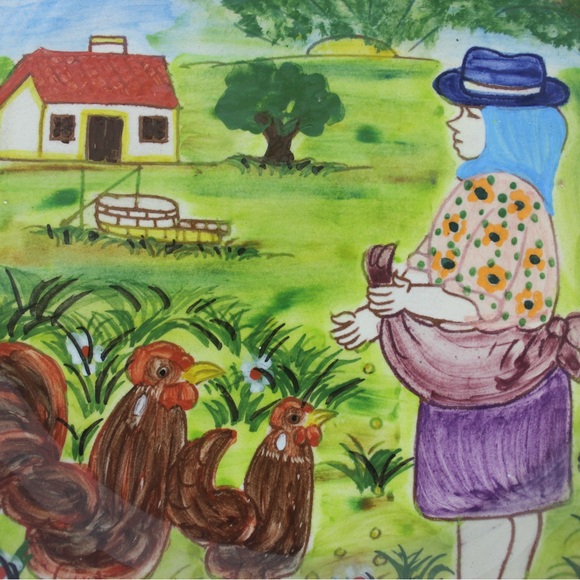 Vintage Olaria Polido & Filho Hand Painted Pottery Wall Plate Portuguese Ceramic - Picture 3 of 7